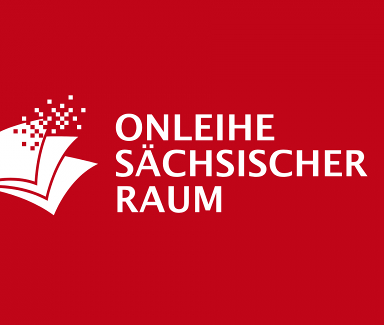 Logo der Onleihe Sächsischer Raum, Bild eines skizziertes Buch mit Text Onleihe Sächsischer Raum